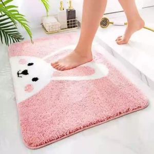 VIKAMA Cartoon Bear Bathroom Anti Slip Rug Pink Plush Absorbent Living Room Bedroom Hallway Non Slip Mat Home Decor