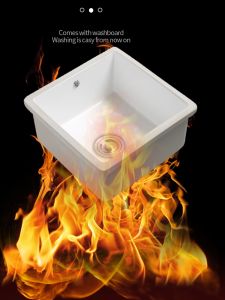 Balcony Deepened Laundry Tub Ceramic Square Sink Embedded Super Large Capacity Flats Drop-in Sink Wash Basin Vertical Installation