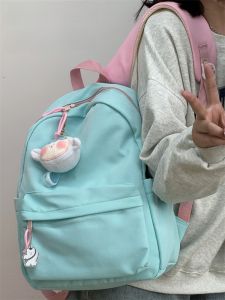 กระเป๋าเป้สะพายหลังนักเรียนวิทยาลัยผู้หญิง กระเป๋าใส่โน้ตบุ๊กแบบมีซิปปิด กระเป๋าสะพายไหล่แบบหนังสือ กระเป๋าเป้สะพายหลังสไตล์เกาหลี