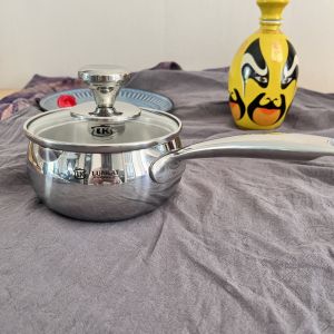 Thickened Three-Layer Stainless Steel Milk Pan 18/10 Kitchen Cooking Utensil with Drain Spout Mini Oil Spill Pot for Cooking