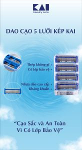 Lưỡi DaoThay Thế Dao Cạo Râu 5 Lưỡi Kép  Kai Razor Axia 00614 Set 4 Lưỡi Dao (Combo Dao Cạo Và Set Mini)