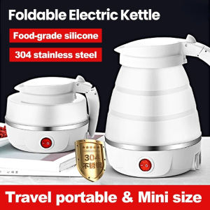 【Msia Stock 】3 pin plug Foldable Electric Kettle Portable Mini Travel Kettle 0.6L Stainles Kettle 便攜式折疊水壺