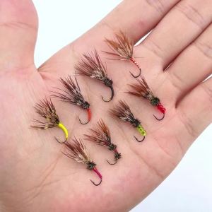 Bimoo 8 Mồi Câu Cá Tenkara # 12 # 14 Con Ruồi Khô Grizzly Hackle Parachute Dành Cho Cá Hồi Cá Vược Cá Hồi Xám - Ocean Beach Lake Stream Rock