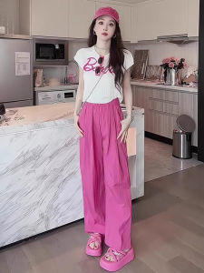 ชุดกีฬาลำลองฤดูร้อนสำหรับผู้หญิงพร้อมกระโปรงขายาวสีแดงสด ชุดสองชิ้น สไตล์ลำลอง วัยรุ่น กระโปรงสั้น แฟชั่น ลำลอง