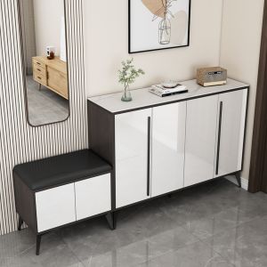 ENLUOLIJIA | Entrance Hallway Stone Slab Shoe Cabinet With Bench Lock