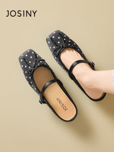 Josiny | New Polka Dot Bow-tie Flat French Square Toe Sandals