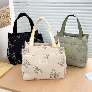 Butterfly Print Handbag Womens Commuter Lunch Box Bento Bag High Aesthetic Value Outing Bag Working Moms Carrier