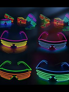 LED luminous glasses bar disco blinds atmosphere props party Cyberpunk sci-fi technology EL glasses glow (without batteries)