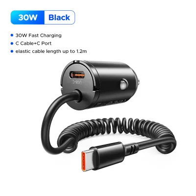 ORICO 30W Car Charger USB-C Port and Elastic Charging Cable Super Fast Charging Adapter Quick Charge 3A For iPhone 16 17 Xiaomi Note Samsung Huawei In Car