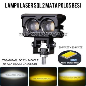 Lampu Tembak Laser SQl 2 Mata Polos Nyala Putih Kuning DC 12-24 Volt 20 Watt Untuk Motor & Mobil