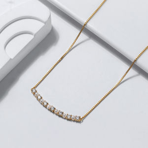 Kemstone S925 Sterling Vòng cổ bạc 4A đá Cubic Zirconia ngọc trai tự nhiên Túi Dây nữ dây chuyền nụ cười mạ vàng trang sức của phụ nữ