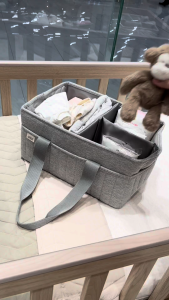 Mamas and Papas Nappy Caddy - Soft Grey Waffle