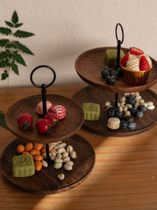 Large And Small Cherry Wood Fruit Tray Multi-layered Dessert Tray Retro Style Home Decor Real Wood Tray Nordic Style Tray
