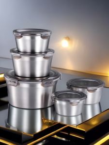 กล่องอาหารเหลวระดับอาหารมัลติกรุ๊ปเกรด 316 เหล็กไร้สนิม กันเชื้อแบคทีเรีย พร้อมฝาปิด กล่องแช่แข็ง กล่องอาหารสำหรับใช้ในบ้านและสำหรับการค้า