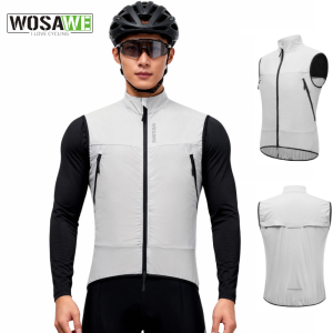 WOSAWE Men Women Cycling Vest Windproof Breathable Sleeveless Gilet MTB Road Cycling Jersey Wind Vest with Large Pockets