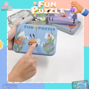 BABYSPO 🏵 Jigsaw & Puzzle จิ๊กซอว์ตัวต่อไม้กล่องเหล็ก จิ๊กซอว์ขนาดใหญ่ เกมส์จิ๊กซอว์ตัวต่อคำศัพท์ปริศนา ตัวต่อจิ๊กซอว์ ของเล่นเด็ก