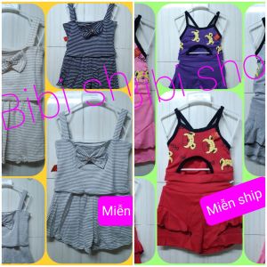[Hàng Mới Về]  6 Bộ quần áo 2 dây chéo thun coton bé gái 8_16kg set bộ hè trẻ em 1_3 tuổi