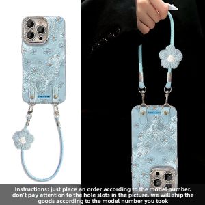 New Womens Style Apple 17 Phone Case Yellow Flower Lanyard Full Cover Creative Silicone Protective Shell for iPhone Series