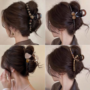 Large Size Pearl Shark Clamp Hair Clip Womens Retro Style Hair Accessories round Ball Hair Grips Fashionable Hair Accessories