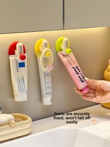 Bathroom Multi-Functional Wall-Mounted Toothpaste And Face Wash Storage Clips Sink Organizer Plastic Hooks for Towel And Soap