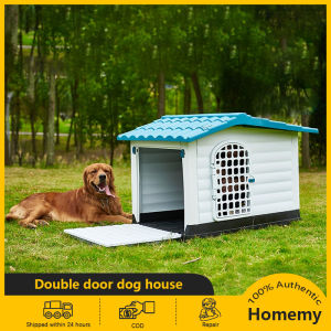 Outdoor Pet Houses with Double Doors: Plastic Waterproof Washable Indoor Doghouse & Cat House Large Space