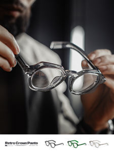 MADENG | American Retro Classic Crown Panto Round Thick Frame Glasses Cellulose Acetate