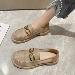 Womens Breathable Mesh Slip-On Shoes Hollow out Thick Bottom round Toe Chunky Heel Summer New Style Fashion Single Shoes