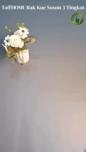 Stand Kue Elegan Vertikal 3 Tingkat Motif Vintage dengan Pegangan Emas