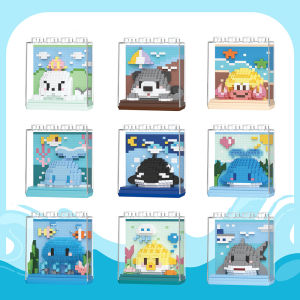 New Marine Life Building Block Toys With Dust Cover Educational Assembly Ornaments Micro-particle Creative Games