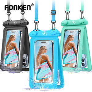FONKEN ตะขอคู่กันน้ำกระเป๋าว่ายน้ำกระเป๋ากันน้ำสองกระเป๋าโทรศัพท์กระเป๋าใต้น้ำ IPX8 รวมกันน้ำเคส