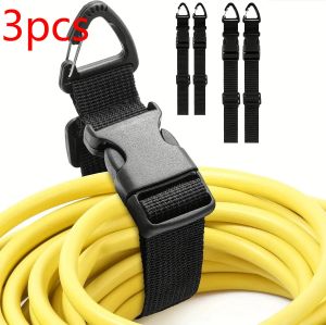2.5*45cm Black Adjustable Extension Cord Organizer Heavy-Duty 3-Axis Buckle Storage Strap for Workshop Garage Cable Management