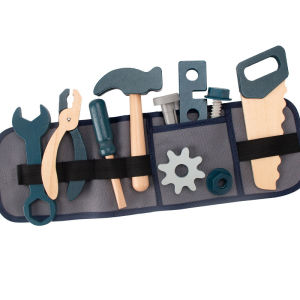 เด็กแกล้งทําเป็นเล่นของเล่นเครื่องมือบทบาทเล่นของเล่นเพื่อการศึกษา 3-6 ปีไม้จําลองเด็กช่างซ่อมเอวกระเป๋าชุด