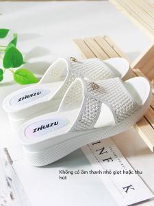 High Heel Slippers Womens Summer Home Comfortable Platform Wedge Height Increasing Non Slip Fashion Beach Slippers Indoor and Outdoor