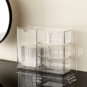 Clear Acrylic Makeup Organizer Storage Box With Drawers For Bathroom Vanity Countertop Desk Cosmetic Display Produce Clothes