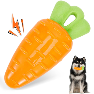 Indestructible Squeaky Carrot Dog Toy Dental Chew Molar for Aggressive Chewers Small Medium Dogs Teething Puppies Bore