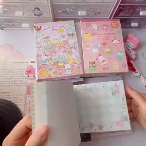 Sanrio สมุดโน้ต 128 แผ่น พร้อมสติกเกอร์ เครื่องเขียน สําหรับโรงเรียน