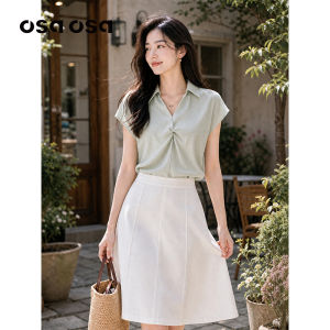 OSA | French Knot V-Neck Short Sleeve Shirt Summer New Light Texture