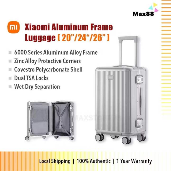 Xiaomi Aluminum Frame Luggage | 20/24/26 Inches | Dual TSA Locks | Wet ...