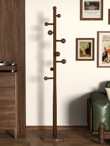 Solid Wood Clothes Hanger Floor Mounted Indoor Office Simple Hanging Coat Rack Modern Minimalist Style Bedroom Home Use