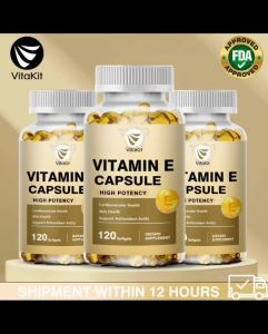 Vitamin E oil soft capsules an essential antioxidant supplement for the human body in an easily absorbable form - supporting skin heart and immune health - non GMO