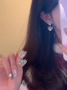 good 999 Fashionable crystal zircon butterfly ear clip personalized four piece set earrings ES63716