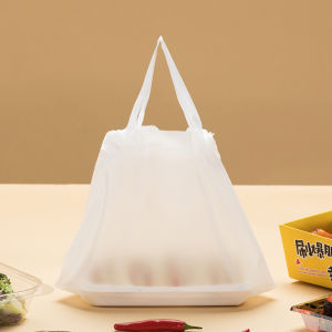 Thickened Red Plastic Bag Drawstring Carry out Dining Packaging Bag Gift Bag Customizable National Delivery Non-Biodegradable