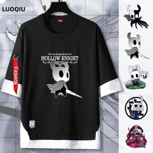 LUOQIU | Áo Thun Tay Ngắn Nam Hollow Knight Hiệu Ứng Hai Màu