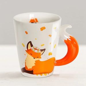 360ML 3D Fox Ceramic Cups Cartoon Animal Pattern Coffee Mugs Afternoon Tea Anti-scalding Milk Mug Home Office Kid Gifts Cup