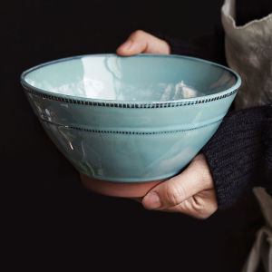 Zeteng Home Thickened Bowl Shaped like an Umbrella for Salad And Pumpkin Soup High Bottom Spiral Rice Salad Bowl Ceramic Material