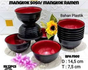 Mangkok Ramen Plastik 12 Pcs lusinan mangkuk bulat mangkuk murah