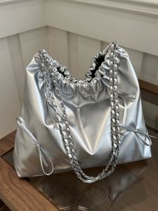 Fashionable 2024 Womens Bucket Tote Bag Chain Strap Crossbody High Quality Texture Popular Summer Handbag Soft PU Leather