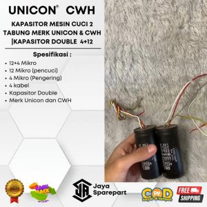 Kapasitor Double Mesin Cuci 2 Tabung Merk Unicon & CWH | 4+12