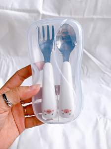 Set Thìa kèm nĩa Inox 304 hình Gấu cho bé