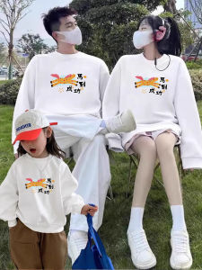 Family Matching Autumn Winter Hoodies with Fleece Lining Red